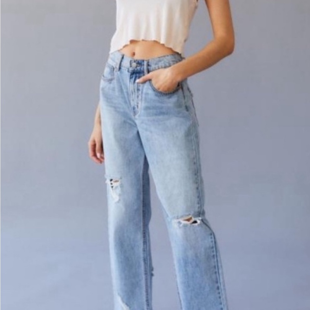 Women's Light Blue Distressed Jeans